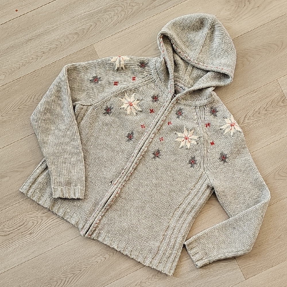 Eddie Bauer Collectibles Wool Blend Snowflake Knit Hoodie, XL‎ *Flaws*